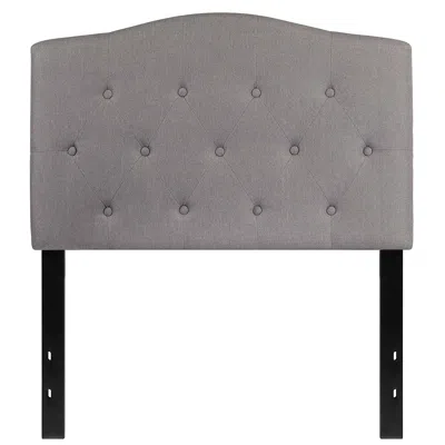 Quikfurn Twin Size Light Grey Upholstered Button Tufted Headboard