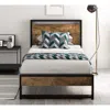 Quikfurn Twin Size Metal Wood Platform Bed Frame With Industrial Headboard