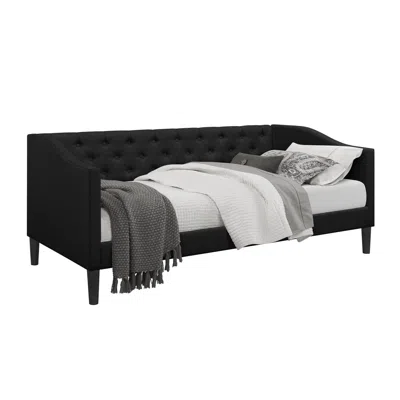 Quikfurn Twin Size Modern Black Fabric Upholstered Button-tufted Daybed In Pattern