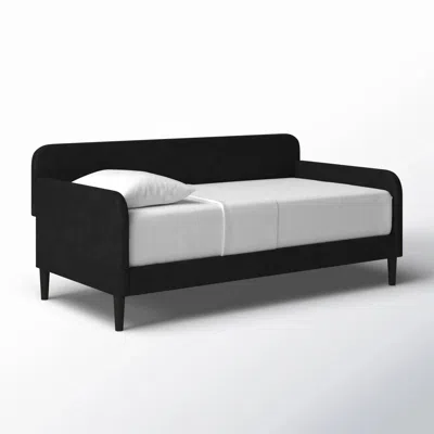 Quikfurn Twin Size Modern Black Velvet Upholstered Daybed
