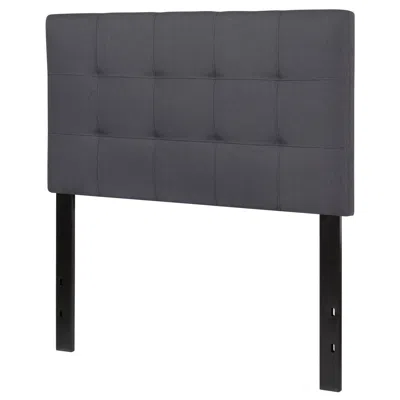 Quikfurn Twin Size Modern Dark Grey Fabric Upholstered Panel Headboard