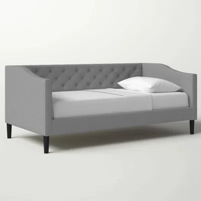 Quikfurn Twin Size Modern Grey Fabric Upholstered Button-tufted Daybed In Gray