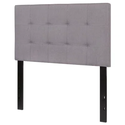 Quikfurn Twin Size Modern Light Grey Fabric Upholstered Panel Headboard