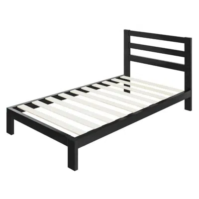 Quikfurn Twin Size Modern Metal Platform Bed Frame With Headboard And Wood Support Slats