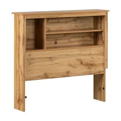Quikfurn Twin Size Modern Scandinavian Style Bookcase Headboard In Oak Wood Finish In Orange