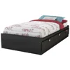 Quikfurn Twin Size Platform Bed With 3 Storage Drawers In Black Finish