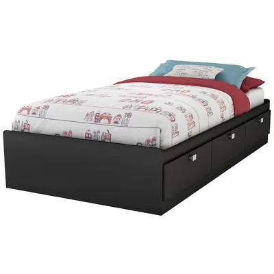 Quikfurn Twin Size Platform Bed With 3 Storage Drawers In Black Finish