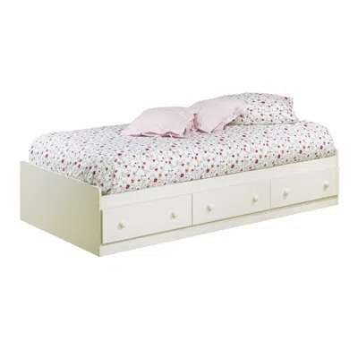Quikfurn Twin Size Platform Bed With 3 Storage Drawers In White Finish