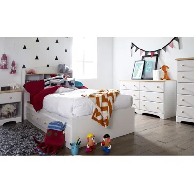 Quikfurn Twin Size White Wood Platform Bed Daybed With Storage Drawers