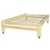 Quikfurn Twin Unfinished Solid Wood Platform Bed Frame With Casters Wheels