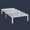 Quikfurn Twin Size Heavy Duty Steel Platform Bed Frame In White