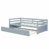 QUIKFURN TWIN/TWIN DORM STYLE TRUNDLE DAYBED PLATFORM BED FRAME IN GREY