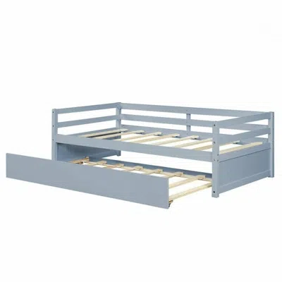 Quikfurn Twin/twin Dorm Style Trundle Daybed Platform Bed Frame In Grey