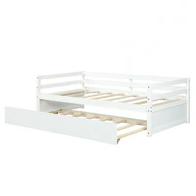 Quikfurn Twin/twin Dorm Style Trundle Daybed Platform Bed Frame In White