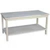 Quikfurn Unfinished Solid Wood Rectangular Coffee Table With Bottom Shelf