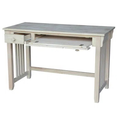 Quikfurn Unfinished Wood Computer Desk With Pull-out Keyboard Tray And Drawer