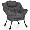 Quikfurn Upholstered Modern Cushioned Accent Chair With Side Pocket In Grey