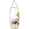 Quikfurn Wall Hanging Bedroom Bathroom Rectangular Mirror With Bamboo Frame 39 X 18 Inch