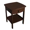 Quikfurn Walnut Finish Accent Table Nightstand With One Drawer