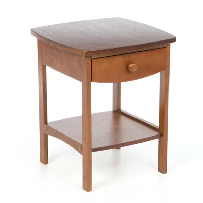Quikfurn Walnut Wood Finish 1-drawer Bedroom Nightstand Bedside Table