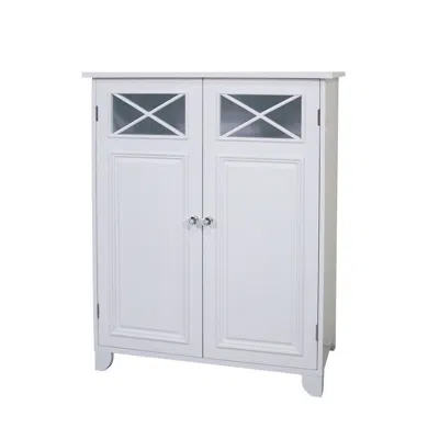 Quikfurn White 2-door Bathroom Floor Cabinet With Adjustable Storage Shelf