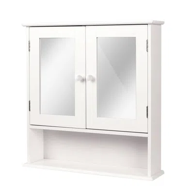 Quikfurn White 2-door Mirrored Medicine Cabinet With Open Shelf