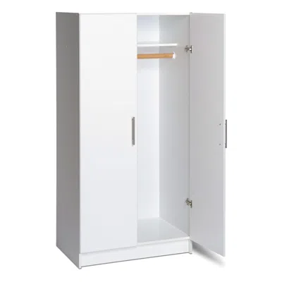 Quikfurn White 2-door Wardrobe Cabinet With Hanging Rail And Storage Shelf