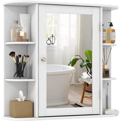 Quikfurn White 26 X 25 Inch Bathroom Wall Mirror Medicine Cabinet With Shelves