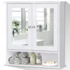 Quikfurn White Bathroom Wall Medicine Cabinet With Mirror And Open Shelf