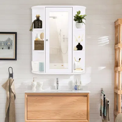 Quikfurn White Bathroom Wall Mounted Medicine Cabinet With Storage Shelves