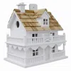 Quikfurn White Cottage Style Wood Birdhouse With Unpainted Nest Box Bird House