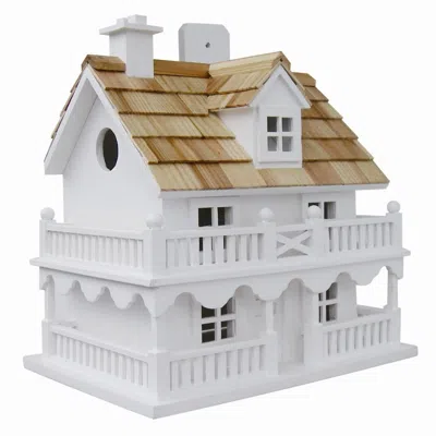 Quikfurn White Cottage Style Wood Birdhouse With Unpainted Nest Box Bird House