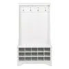 Quikfurn White Entryway Hall Tree Shoe Cubbie Coat Rack