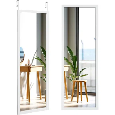 Quikfurn White Full Length Bedroom Mirror With Over The Door Or Wall Mounted Design