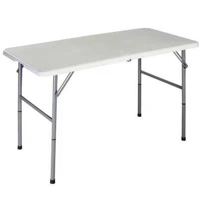 Quikfurn White Hdpe Plastic Heavy Duty Indoor Outdoor Folding Table With Steel Frame