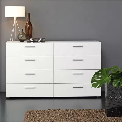 Quikfurn White Modern Bedroom 8-drawer Double Dresser