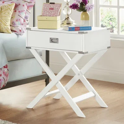 Quikfurn White Modern Bedroom Decor 1-drawer Bedside Table Nightstand End Table