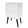 Quikfurn White Modern Mid-century Style 2-drawer Side Table Nightstand