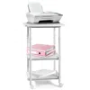 Quikfurn White Multifunction Adjustable Height 3-tier Printer Stand On Wheels