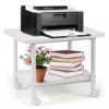 Quikfurn White Multipurpose 2-tiered Mobile Wheeled Printer Cart Stand