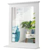 Quikfurn White Rectangle Bedroom Bathroom Vanity Wall Mirror With Bottom Shelf