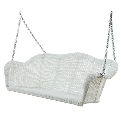 Quikfurn White Resin Wicker Porch Swing With 4-ft Hanging Chain | ModeSens
