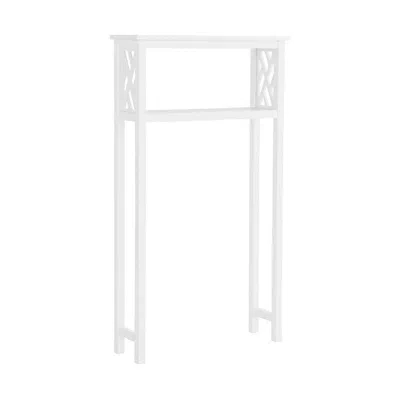 Quikfurn White Solid Wood Over The Toilet 1-shelf Storage Rack