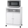 Quikfurn White Utility Cart / Kitchen Microwave Cart With Casters