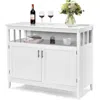 Quikfurn White Wood 2-door Dining Buffet Sideboard Cabinet With Open Storage Shelf