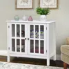 Quikfurn White Wood Bathroom Storage Floor Cabinet With Glass Doors
