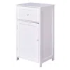 Quikfurn White Wood Bathroom Storage Floor Cabinet With Water Resistant Finish