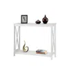 Quikfurn White Wood Console Sofa Table With Bottom Storage Shelf