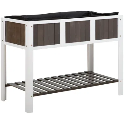Quikfurn White Wooden 2 Level Elevated Raised Garden Planter Bed In Brown