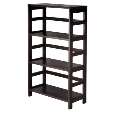 Quikfurn Wide 3-shelf Modern Shelving Unit In Espresso Wood Finish